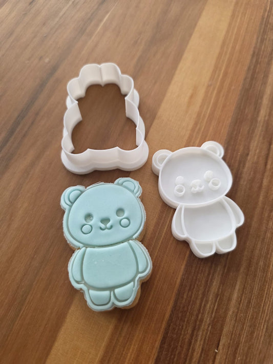 Teddy bear cookie cutter & stamp